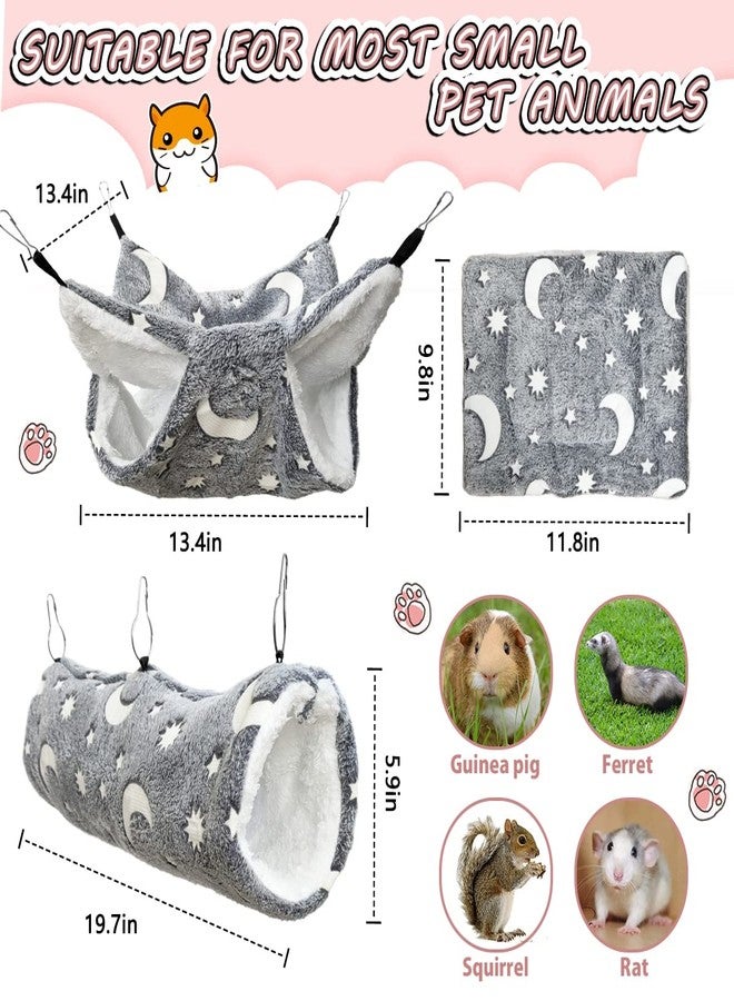 EAEDMY Luminous Noctilucent Glow Guinea Pig Rat Ferret Hideout and Soft Bed, Moon Bunkbed Hammock and Tunnel - Image 4